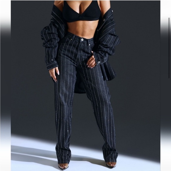 NWT Denim Rhinestone Two-piece Suit ￼ - Picture 7 of 7